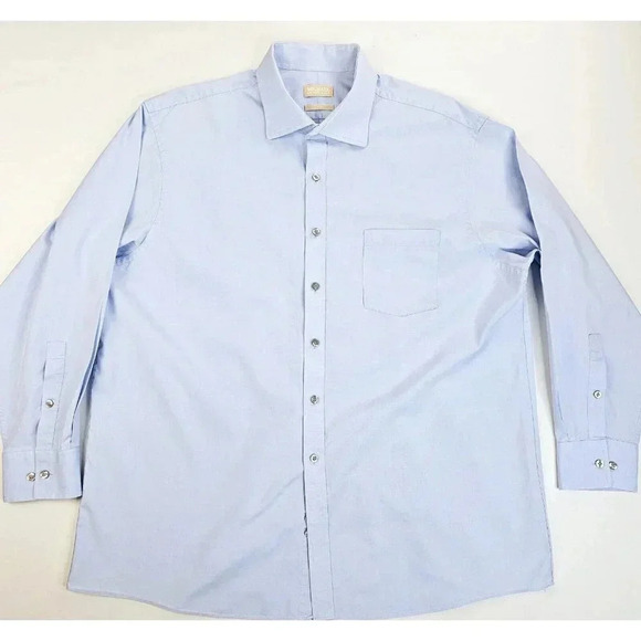 Michael Kors 18 34-35 Big Fit Men's Powder Blue Spread Collar L/S Cotton Shirt - Picture 1 of 10